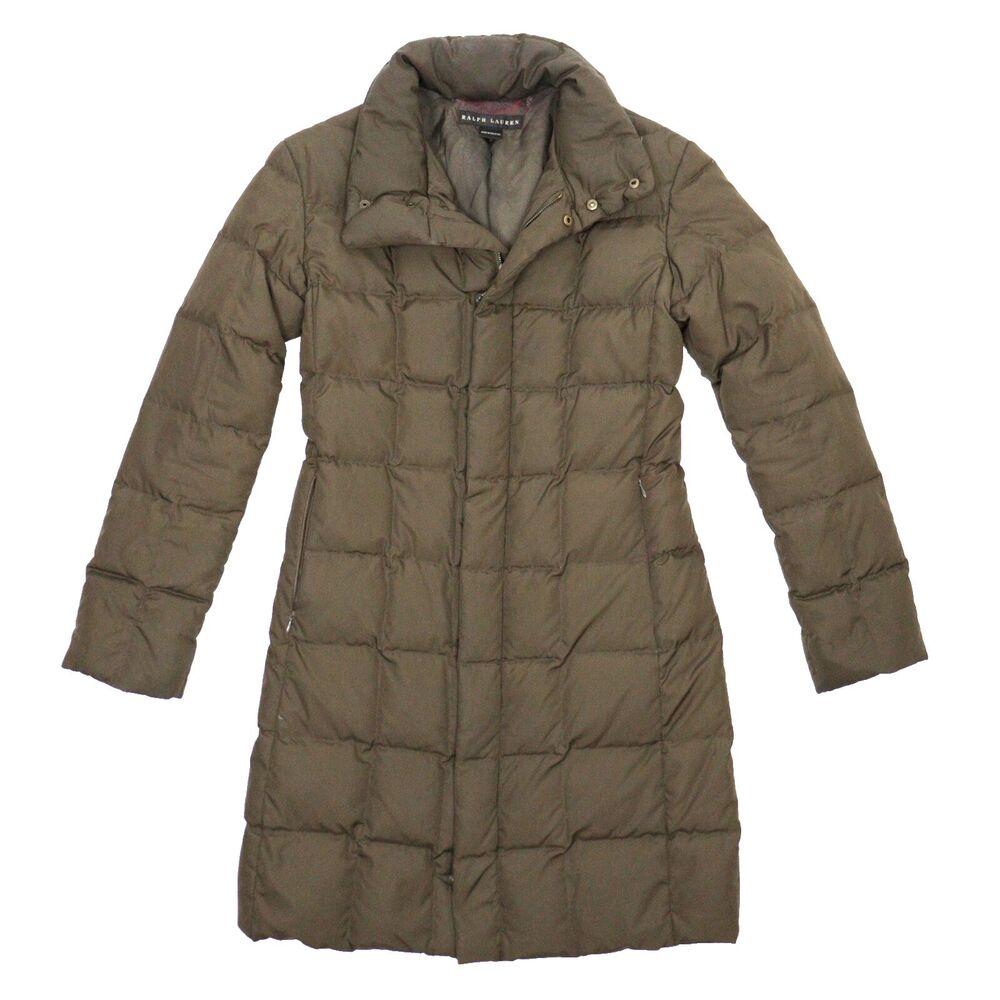 Ralph Lauren Parka Jacket Womens XS Green Puffer Goose Down Feathers Coat